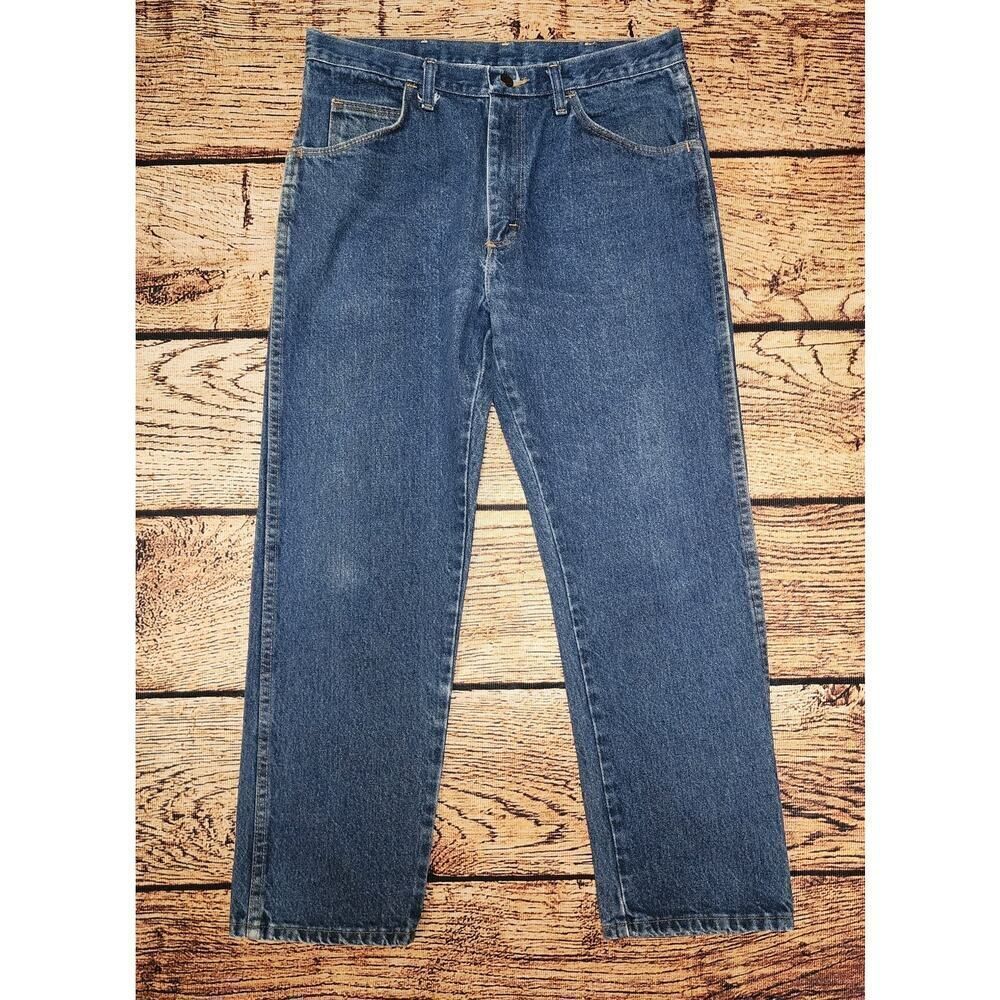 Rustler Jeans Straight Leg Blue RN 130273 Work Denim Cotton Mens Size 34X30